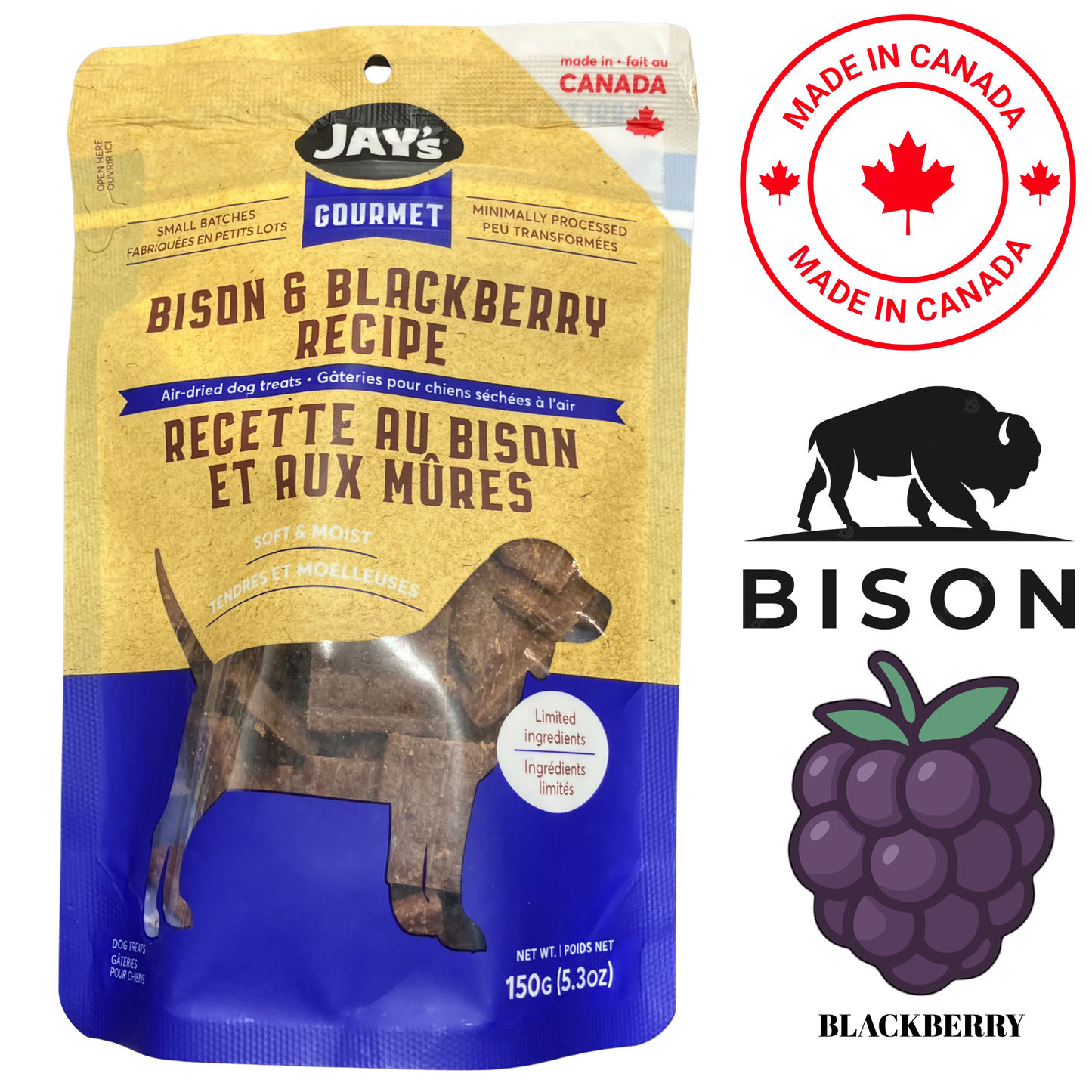 Jay's - Gourmet Bison & Blackberry Air Dried Dog Treats — main