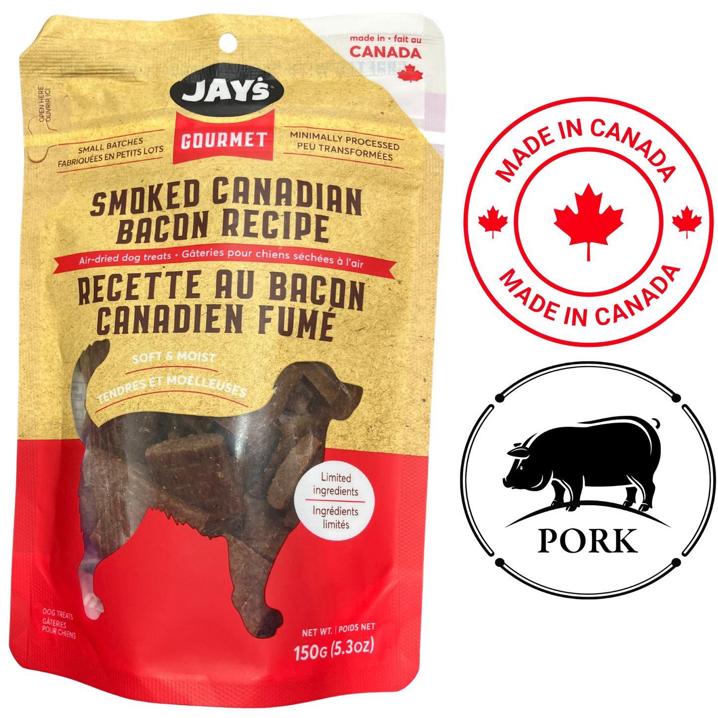 Jay's - Gourmet Smoked Canadian Bacon Air Dried Dog Treats — main