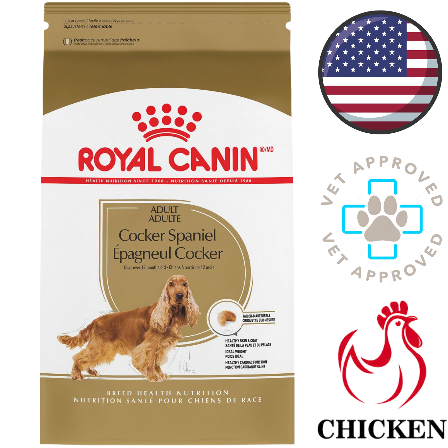Royal Canin - Breed Health Nutrition Cocker Spaniel Adult Dry Dog Food - 6 lb