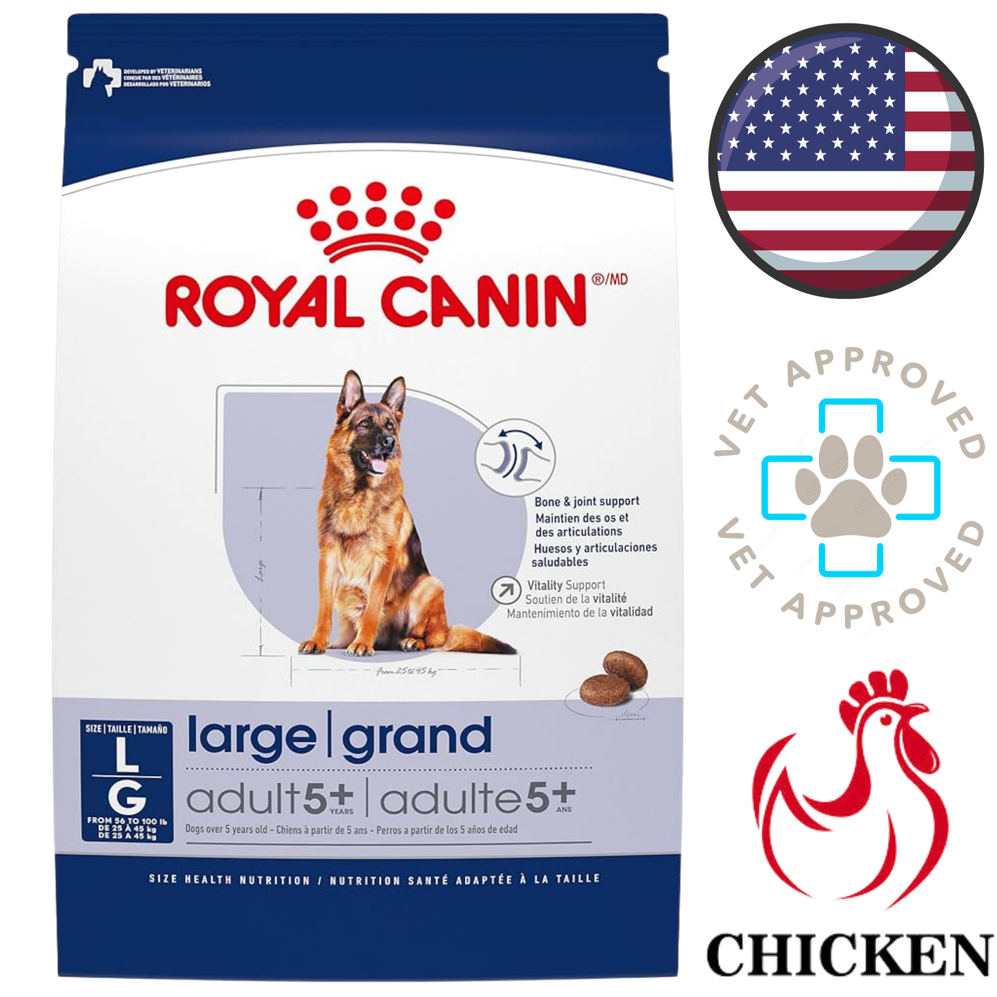 Royal Canin - Size Health Nutrition Large Breed Adult 5+ Years Dry Dog Food - 30 lb