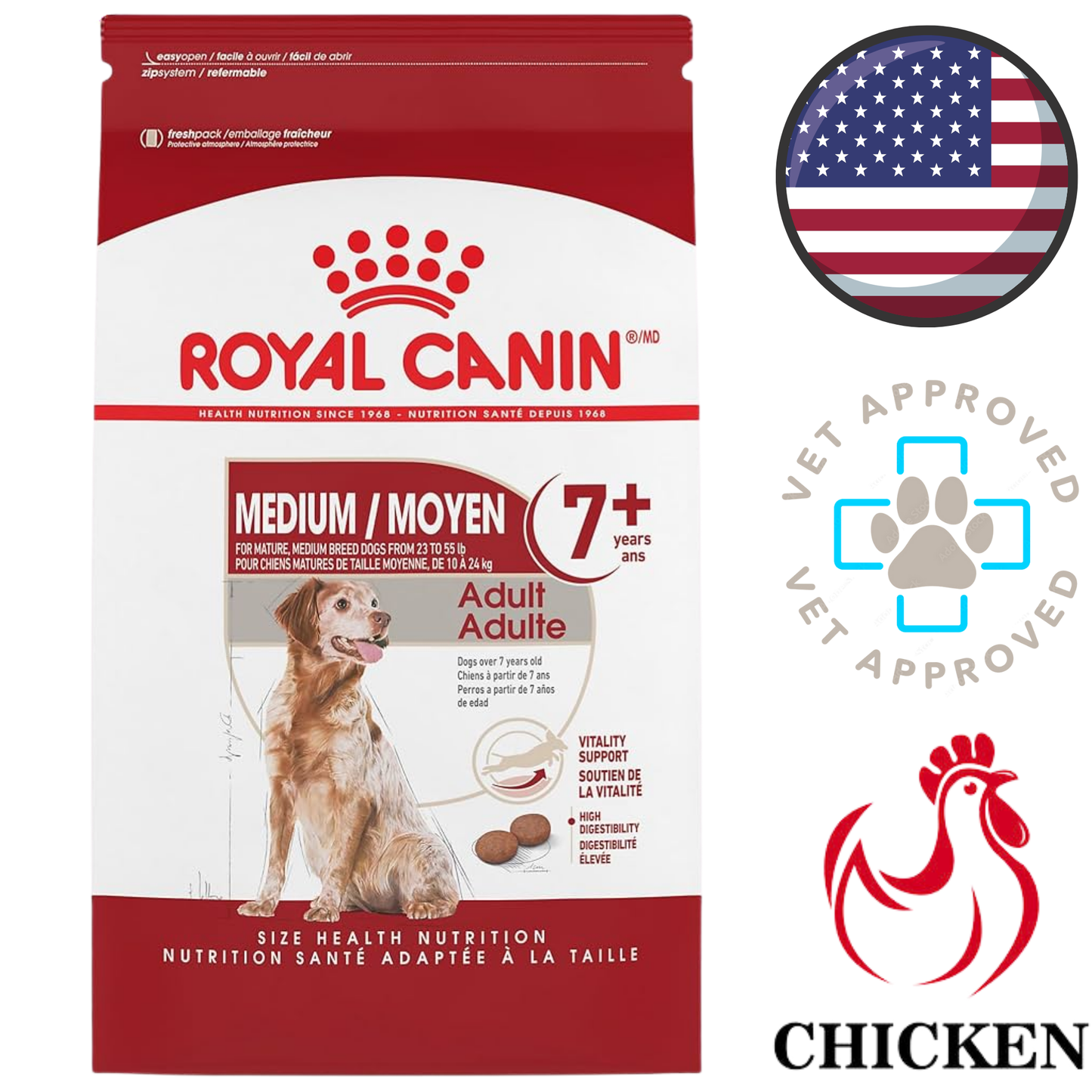 Royal Canin - Size Health Nutrition Medium Breed Adult 7+ Years Dry Dog Food - 30 lb