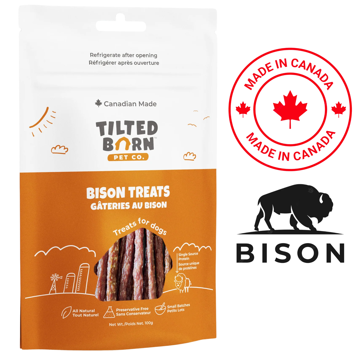 Tilted Barn - Canadian Bison Dog Treats - 100 Grams