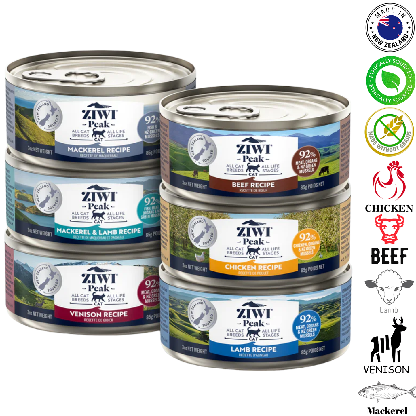 ZIWI - Variety Pack Sampler Canned Cat Food - 3 Oz