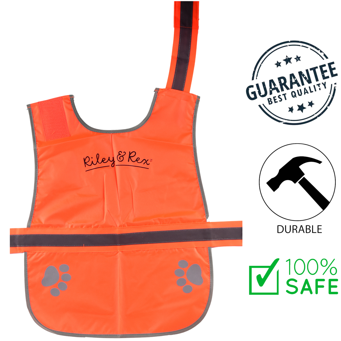 Riley & Rex - Waterproof Adjustable Orange Reflective Harness