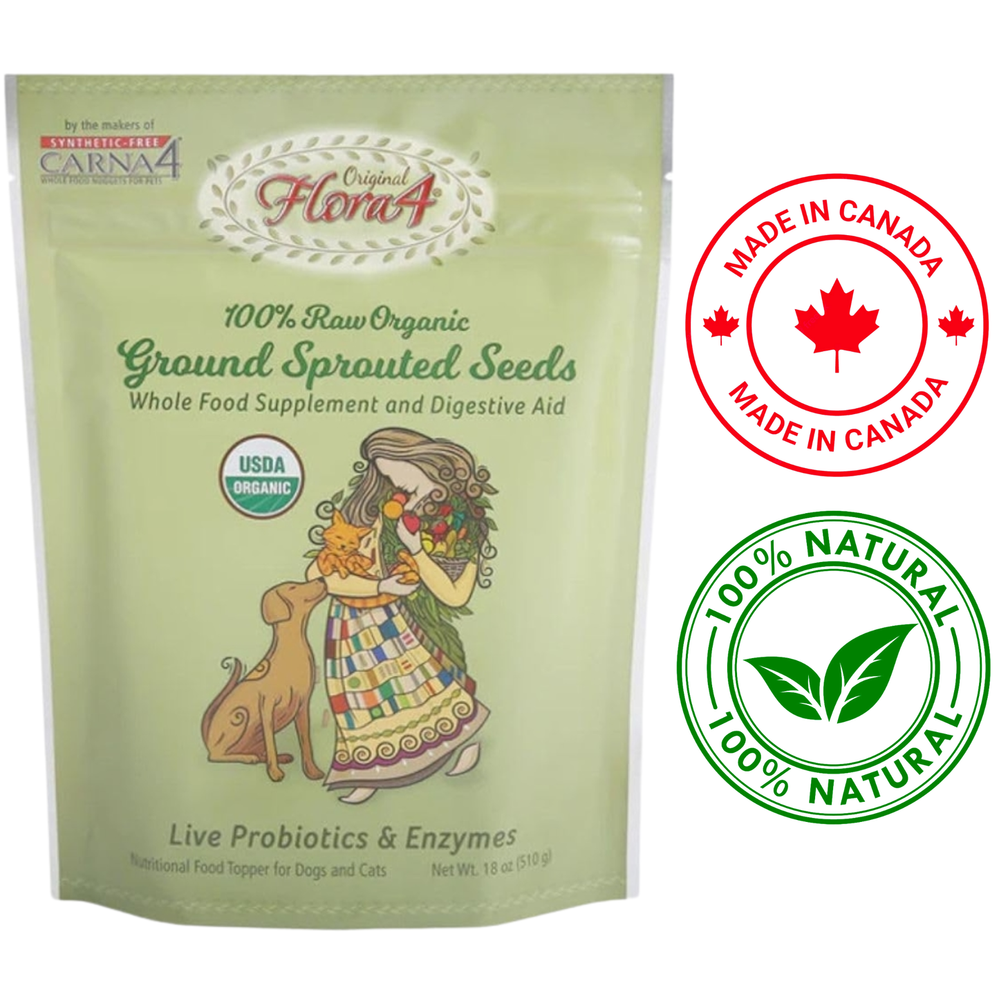 Carna4 - Flora4 Ground Sprouted Seeds Dog & Cat Food Topper - 1.5 Oz