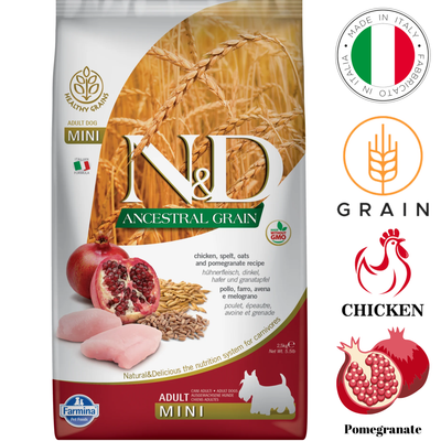 Farmina - Ancestral Grain Chicken & Pomegranate Adult Mini Dry Dog Food - 5.5 lb