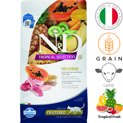 Farmina - Tropical Selection Lamb & Tropical Fruits Neutered Dry Cat Food - 3.3 lb