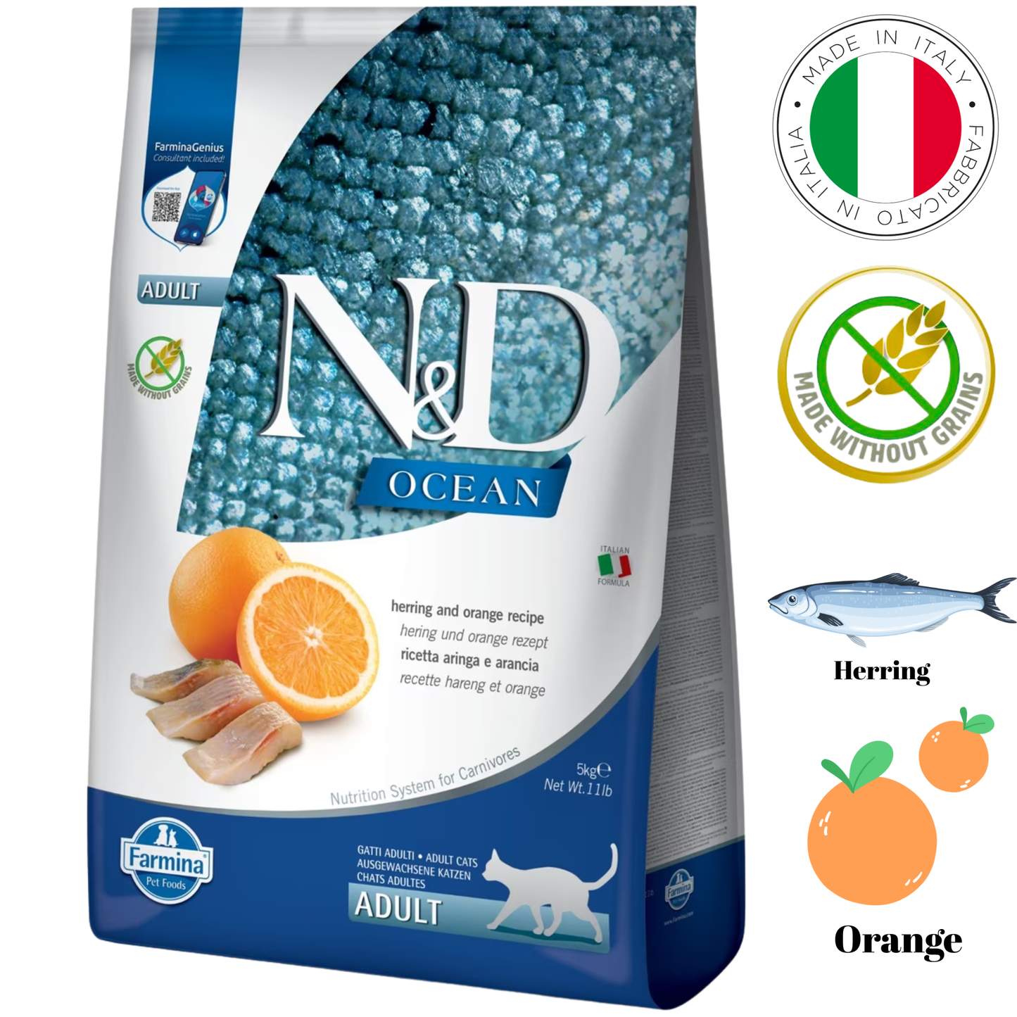 Farmina - Ocean Herring & Orange Dry Cat Food - 3.3 lb