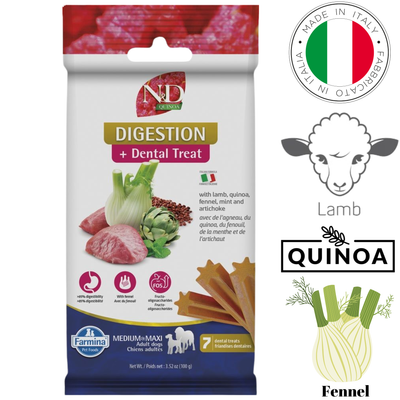 Farmina - Digestion Lamb & Quinoa Medium & Maxi Dental Dog Treats - 100 Grams