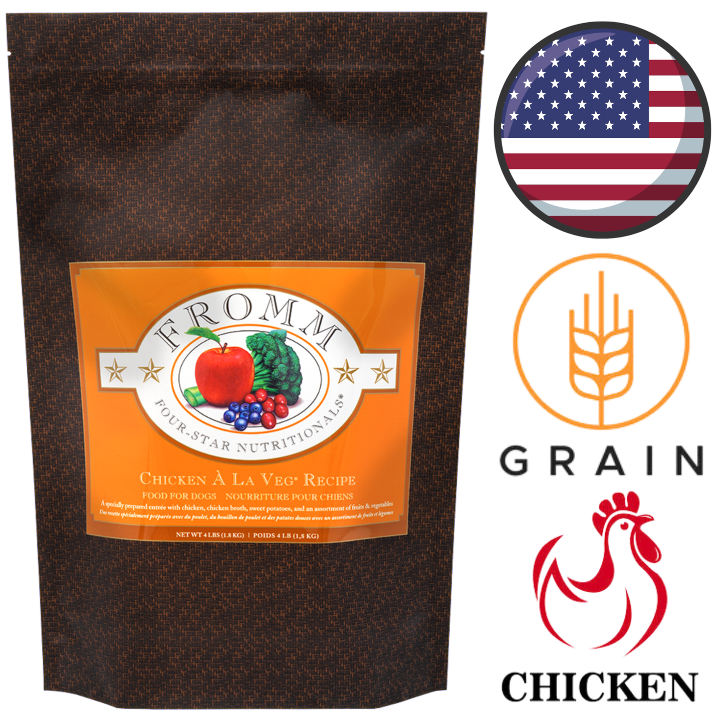 Fromm - Four Star Nutritionals Chicken A La Veg Dry Dog Food - 4 lb