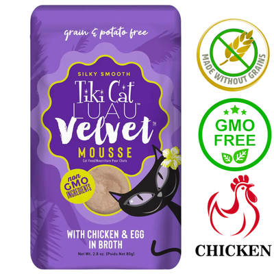 Tiki Cat - Luau Velvet Mousse Chicken & Egg Wet Cat Food Pouch - 2.8 Oz