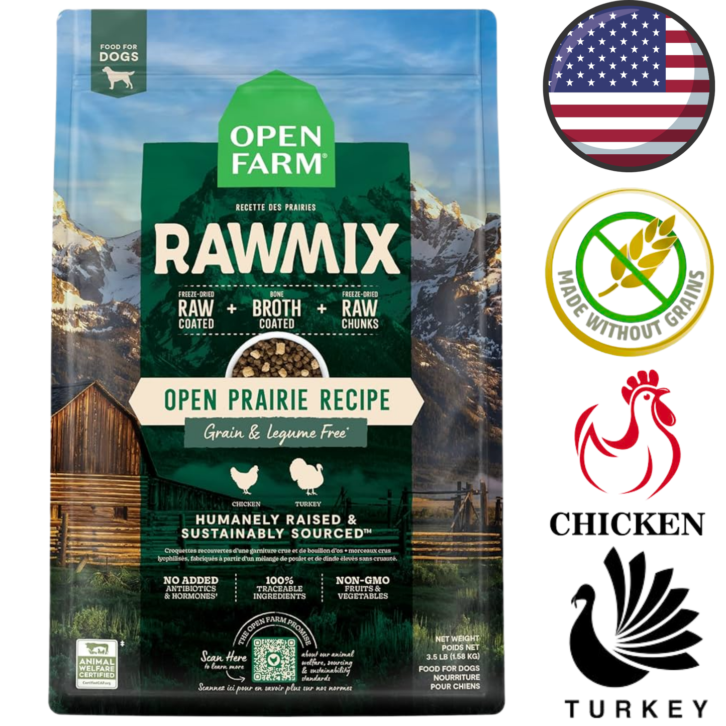 Open Farm - Grain Free Open Prairie RawMix Dry Dog Food - 20 lb