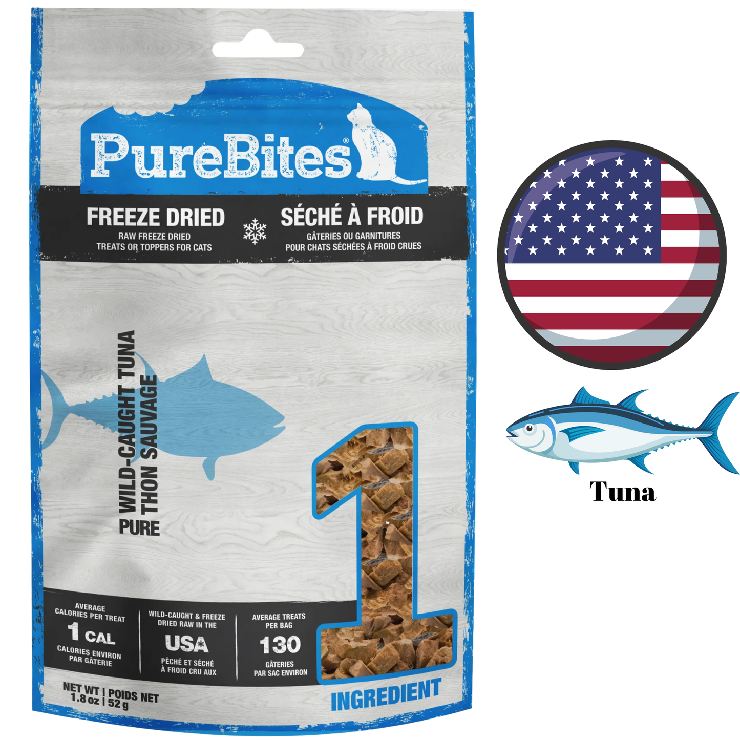 PureBites - Tuna Freeze Dried Cat Treats - 52 Grams