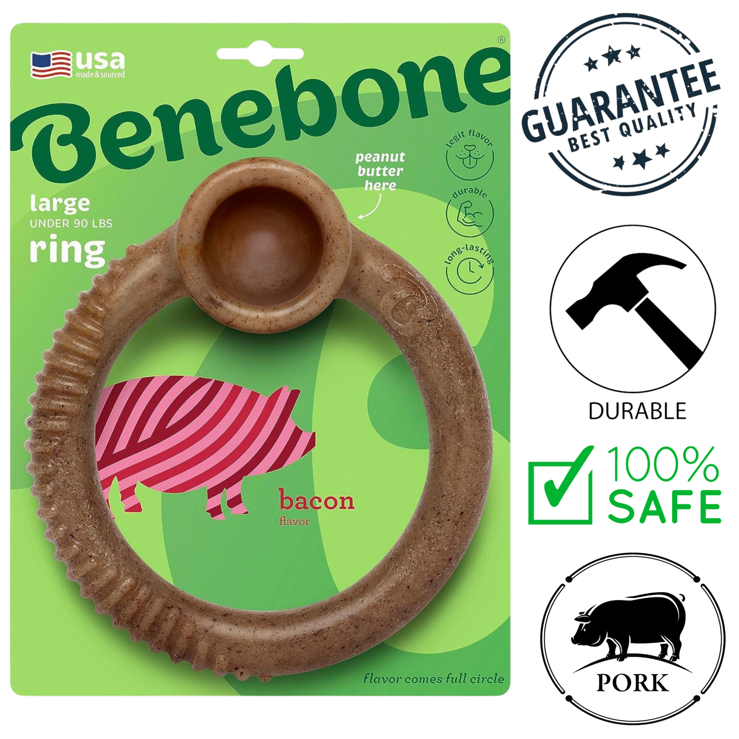 Benebone - Bacon Ring Dog Chew Treat