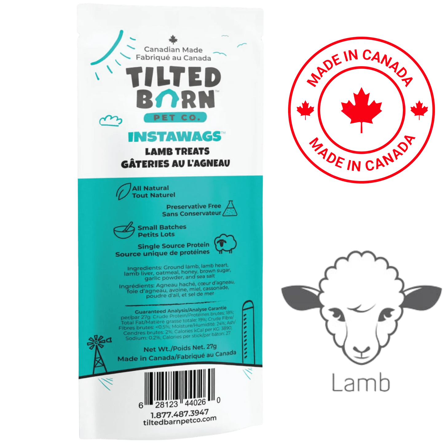 Tilted Barn - Canadian Lamb InstaWags Dog Treats - 27 Grams