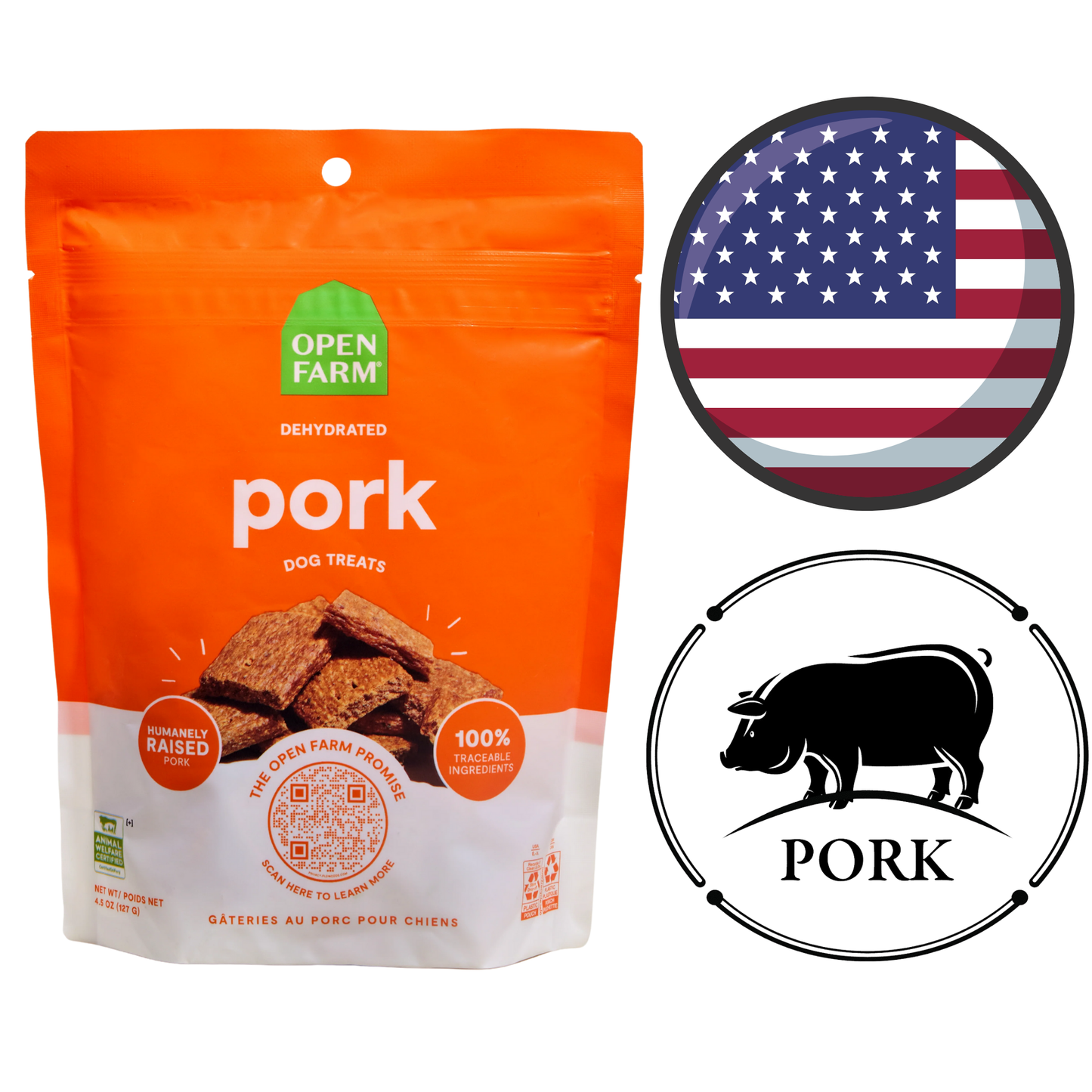 Open Farm - Pork Dehydrated Dog Treats - 4.5 Oz