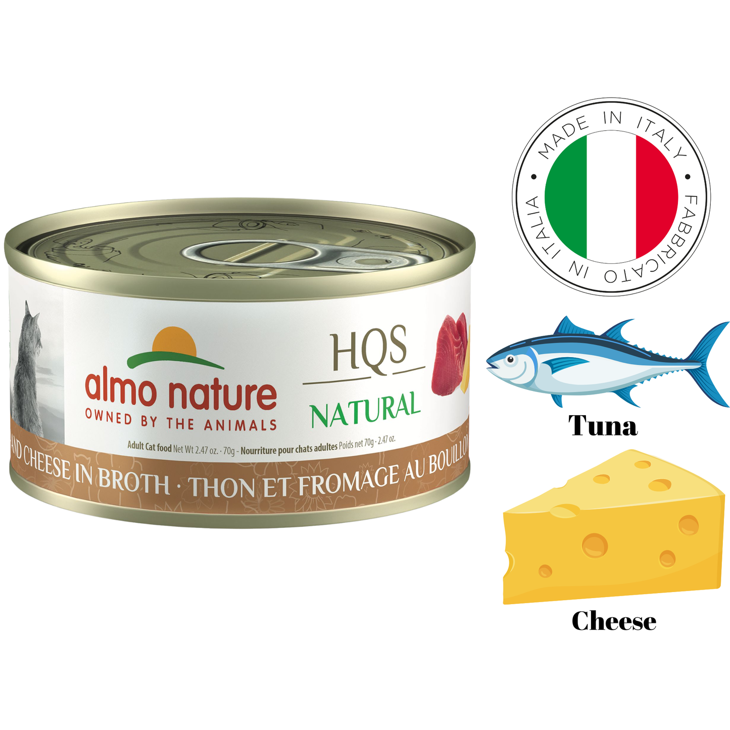 Almo Nature - Tuna & Cheese In Broth Canned Cat Food - 70 Grams
