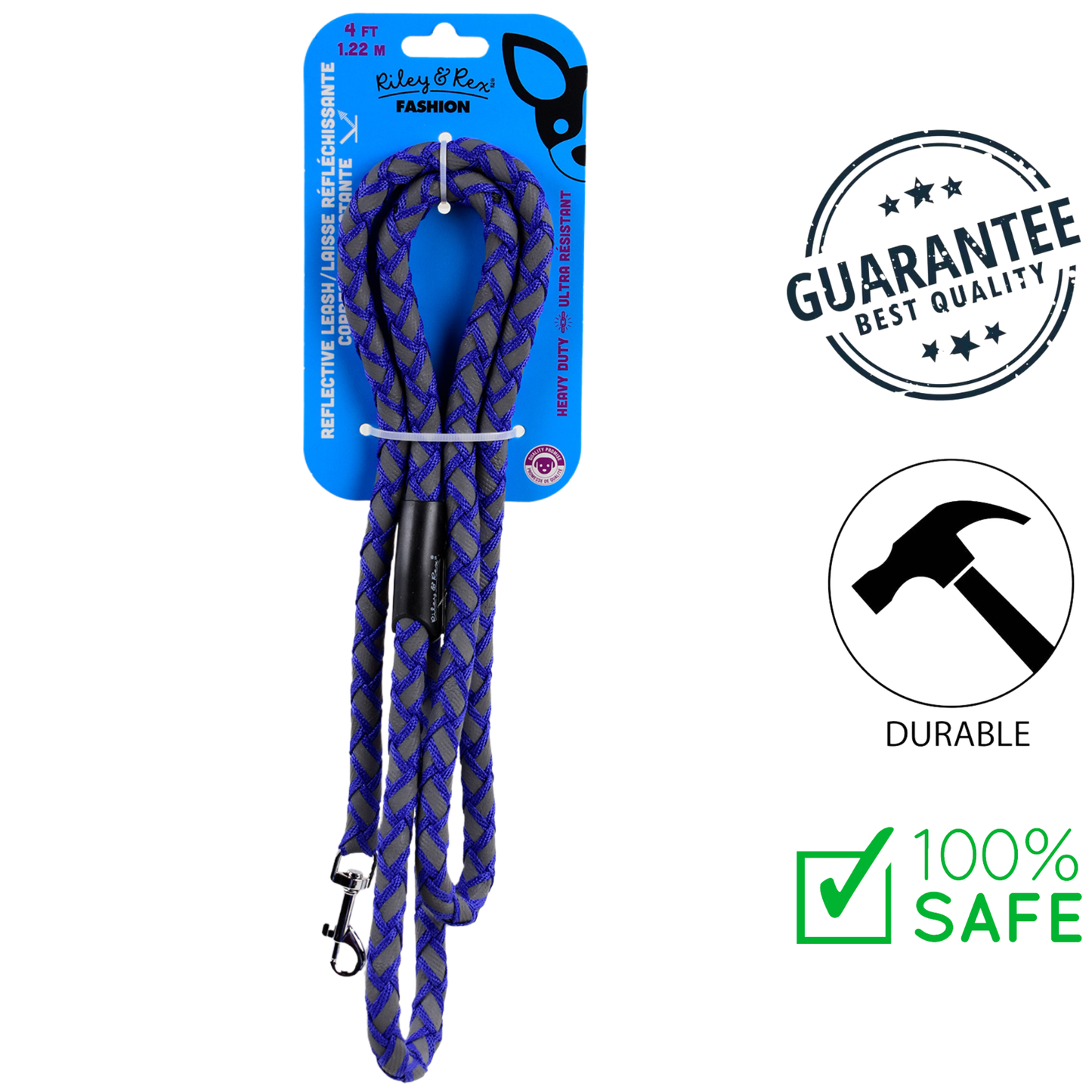 Riley & Rex - Reflective Braided Dog Leash