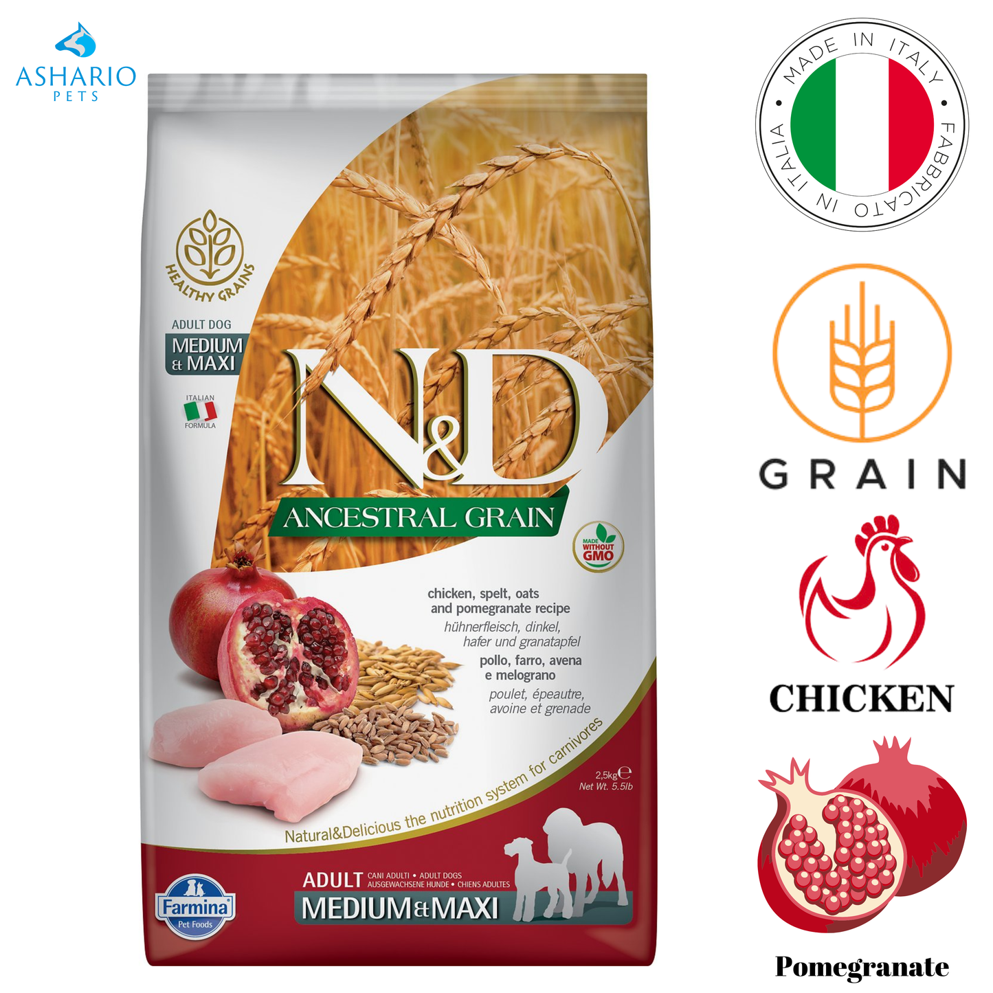 Farmina - Ancestral Grain Chicken & Pomegranate Medium & Maxi Dry Dog Food — main