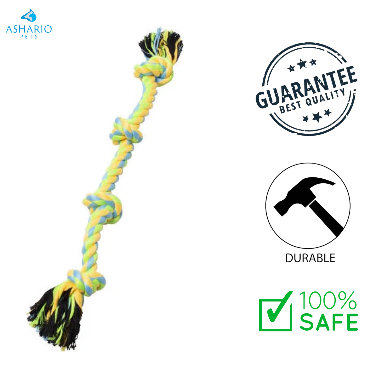 BuD'z - Rope With 4 Knots Sky Blue & Yellow