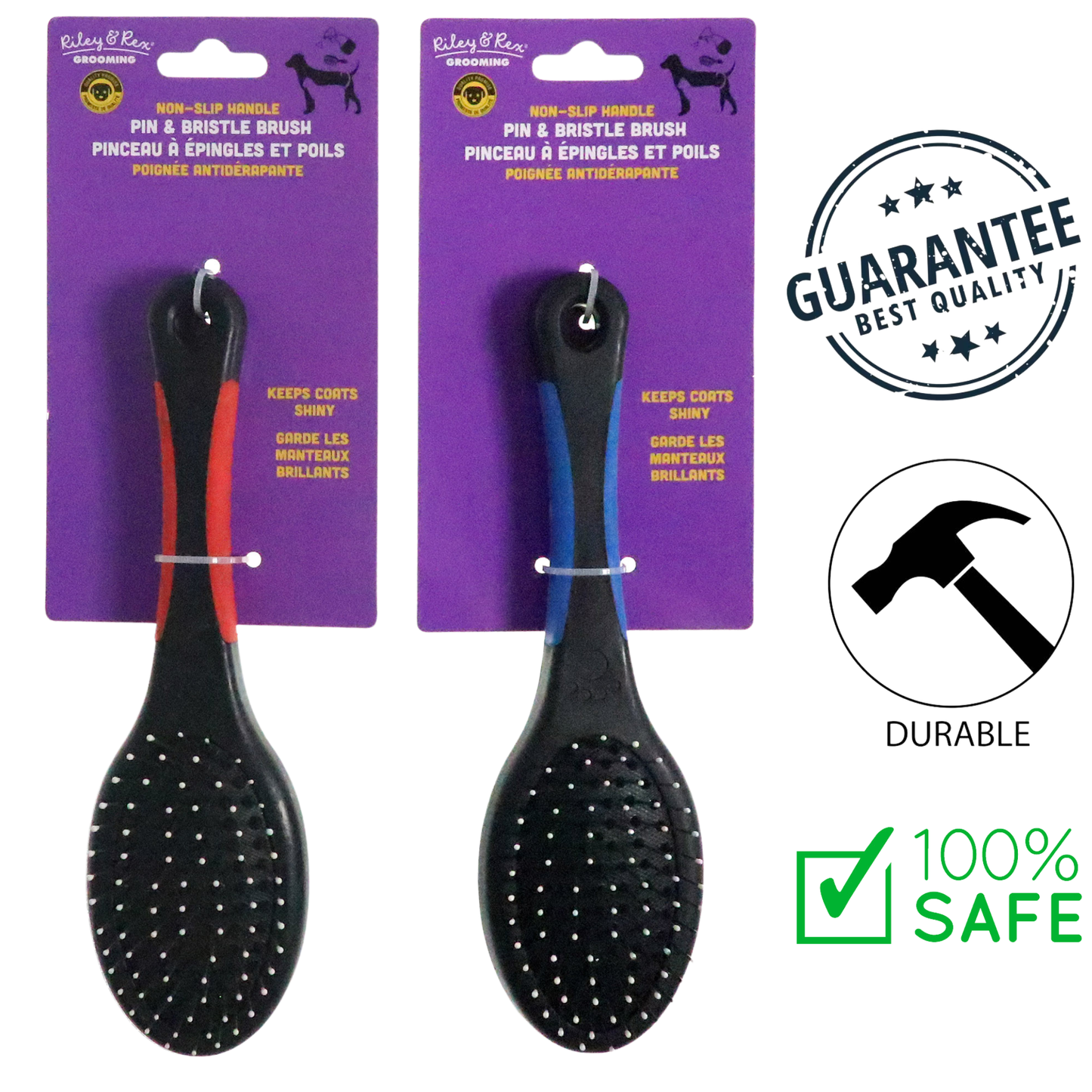 Riley & Rex - Double Sided Pet Pin & Bristle Brush