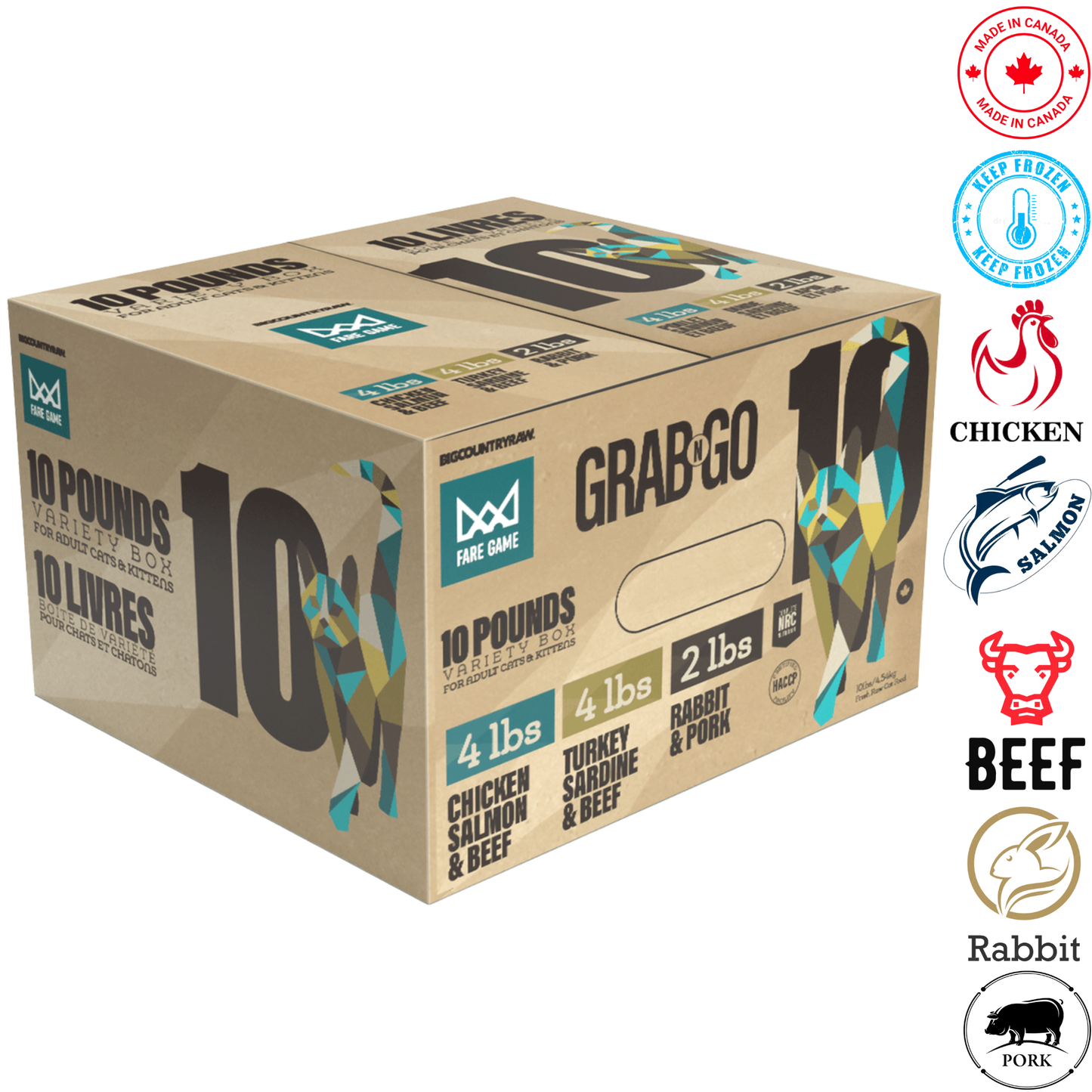 Big Country Raw - Grab N Go Fare Game Raw Cat Food - 10 lb