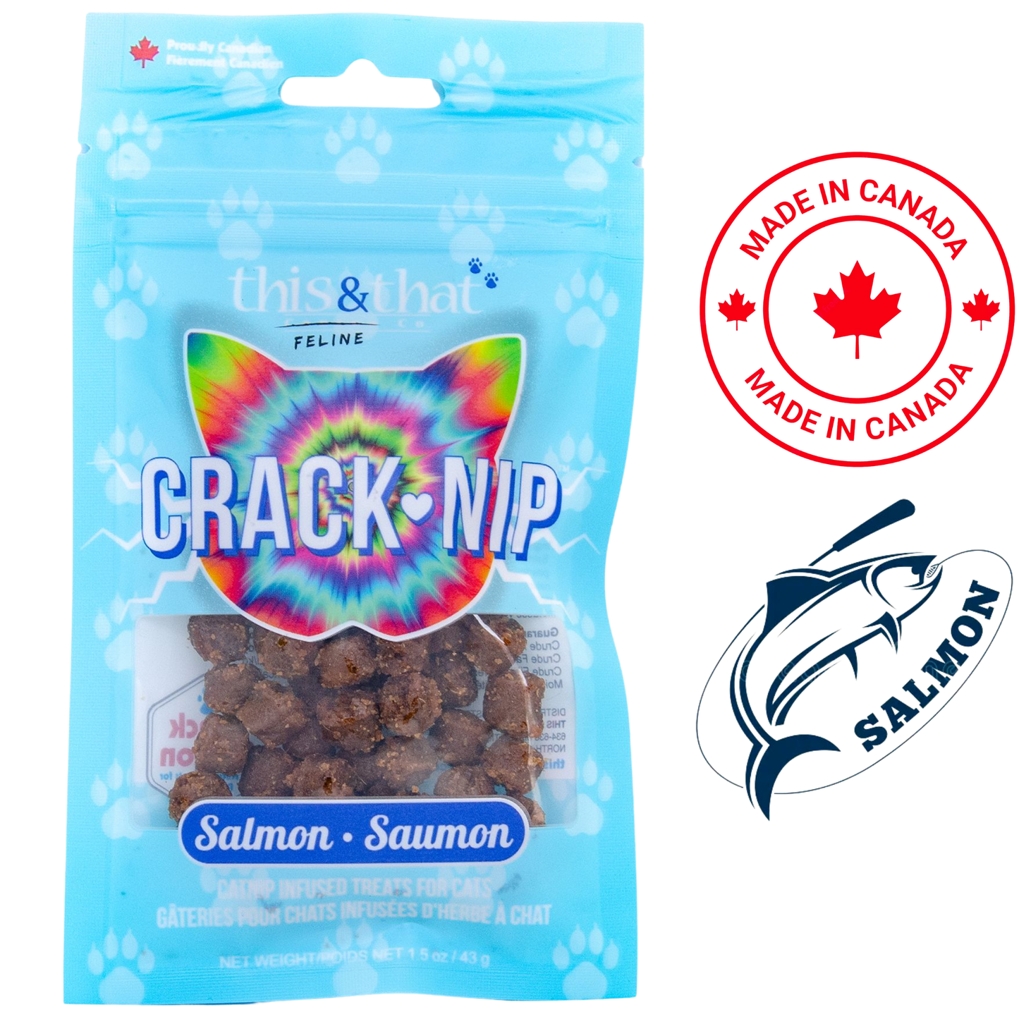 This & That - Crack-Nip Salmon Catnip Cat Treats - 43 Grams