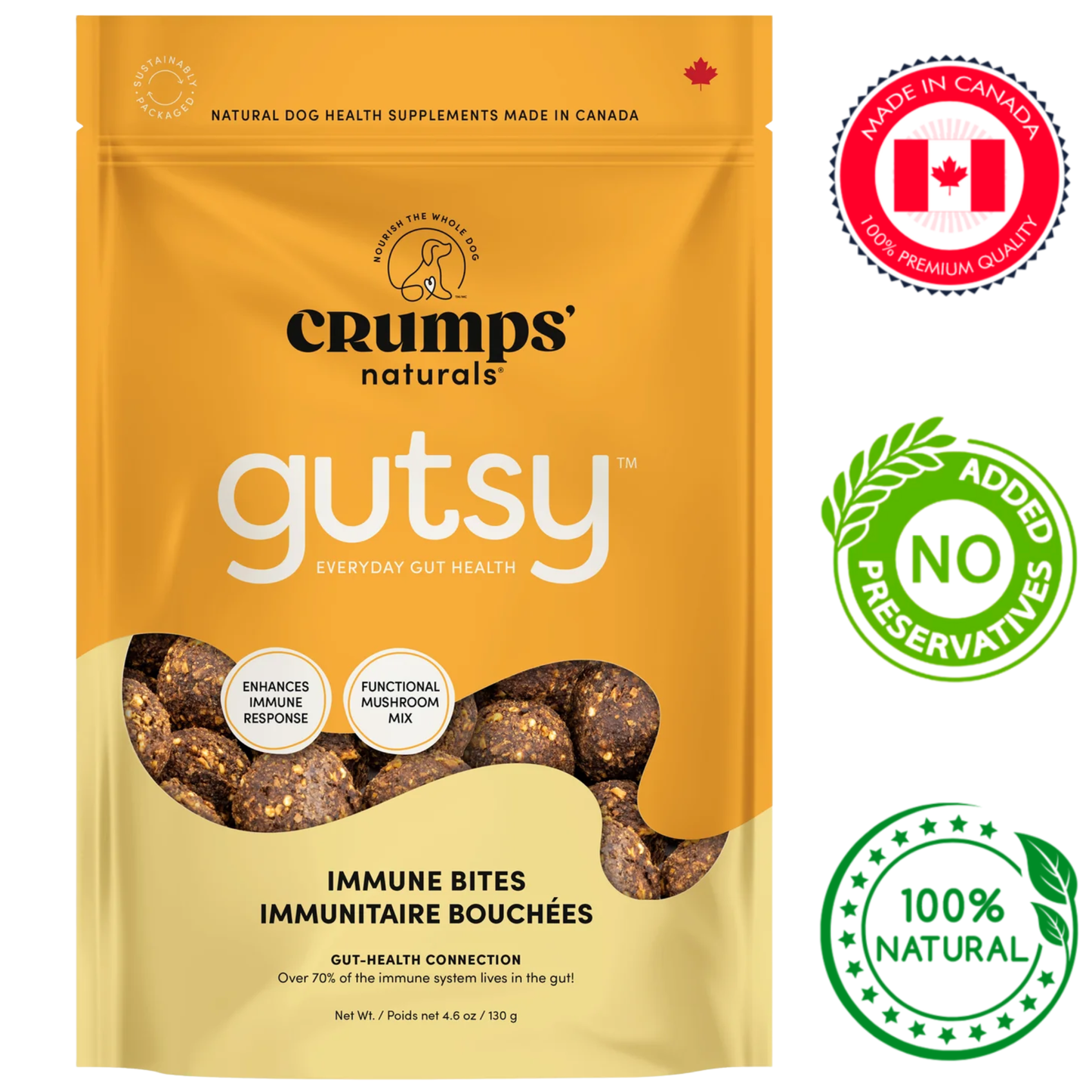 Crumps' Natural - Gutsy Immune Bites Dog Treats - 130 Grams