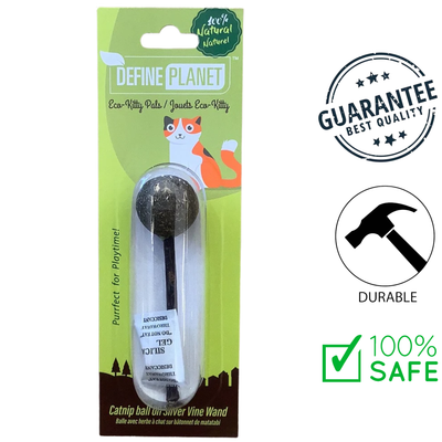 Define Planet - Catnip Ball On Silver Vine Wand Cat Toy