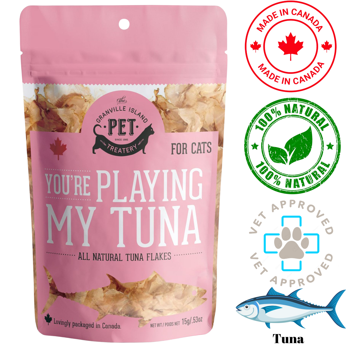 Granville Island Pet Treatery - Tuna Flakes Are You Playing My Tuna Cat Treats - 15 Grams