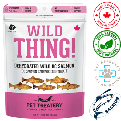 Granville Island Pet Treatery - Wild Thing! Dehydrated Salmon Dog Treats - 85 Grams