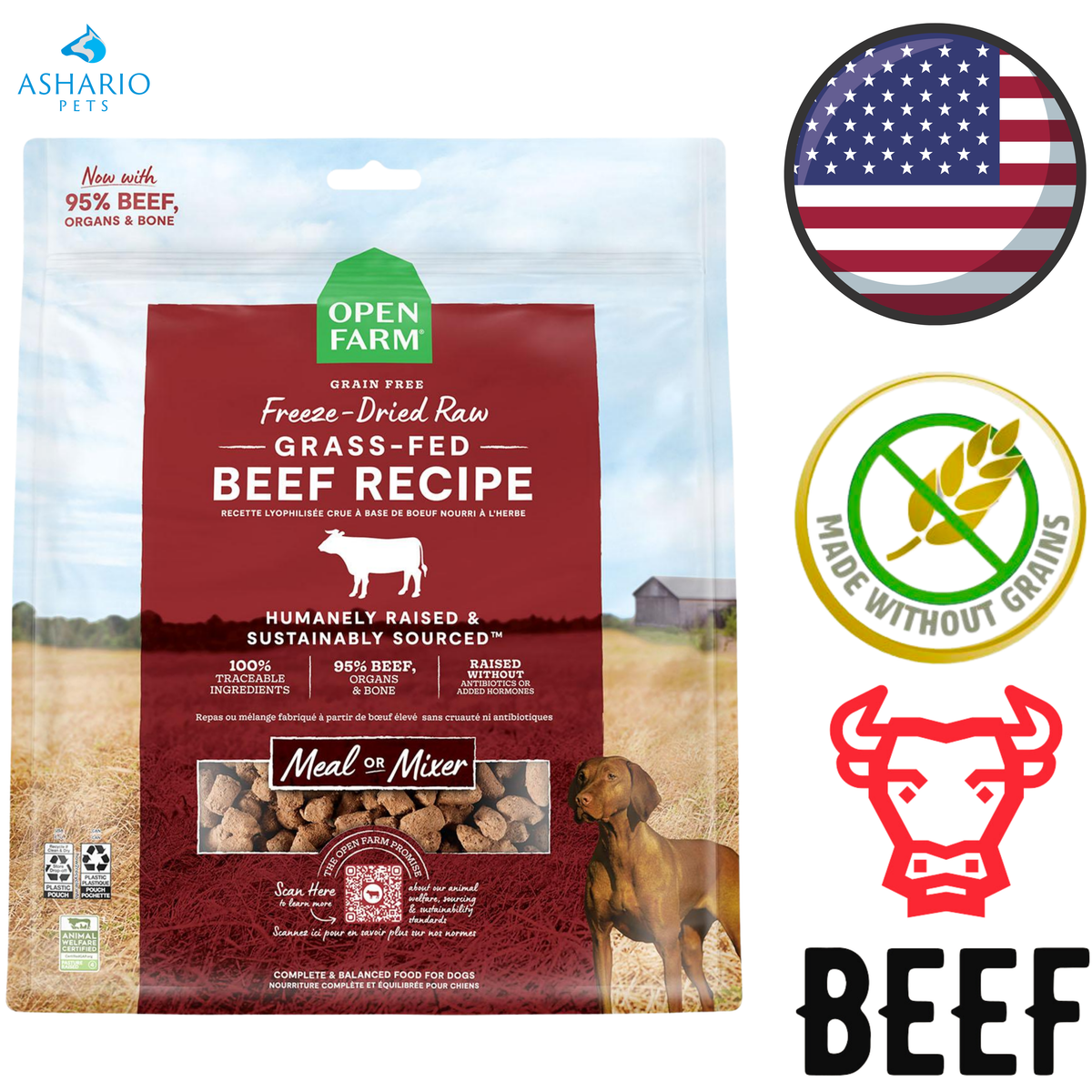 Open Farm - Grain Free Grass-Fed Beef Freeze Dried Dog Food — main