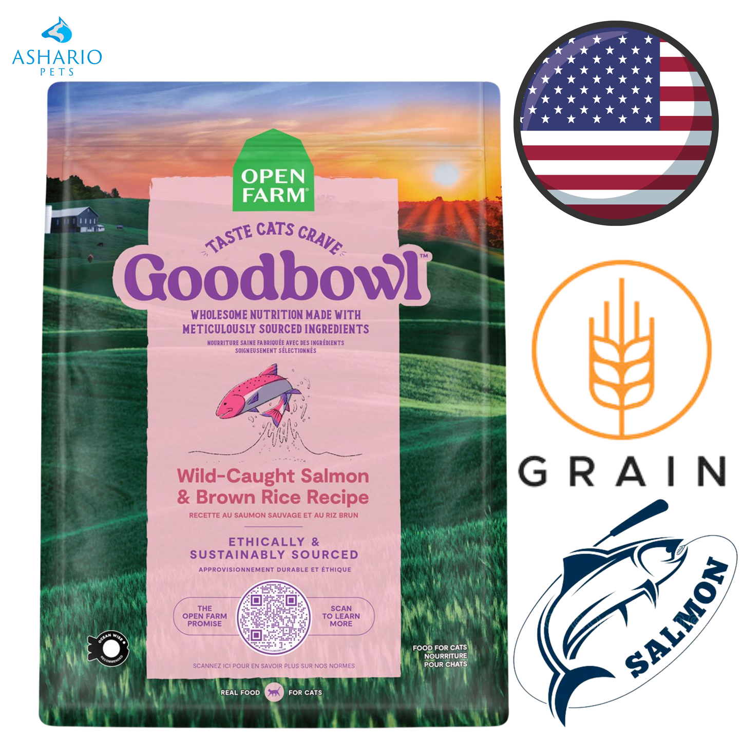Open Farm - Goodbowl Wild Caught Salmon & Brown Rice Dry Cat Food