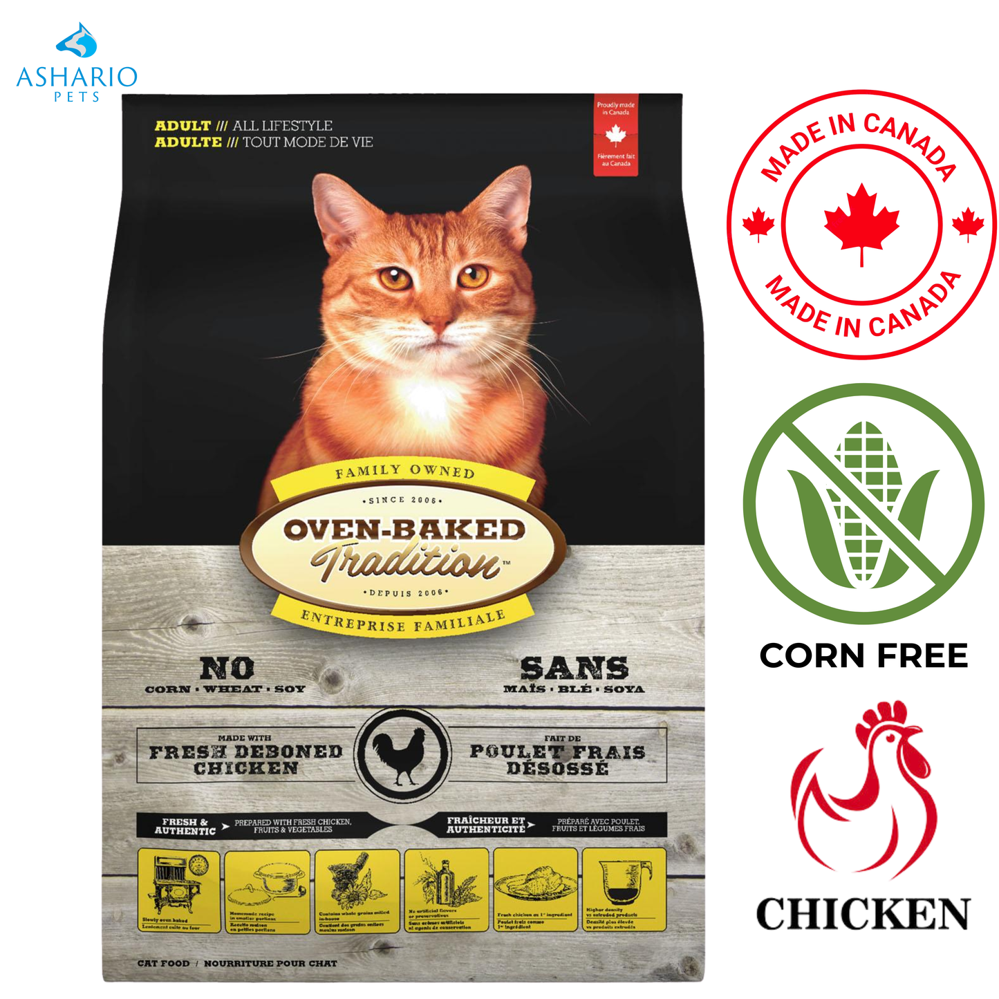 Oven-Baked Tradition - Croquettes au poulet pour chats adultes - 5 lb
