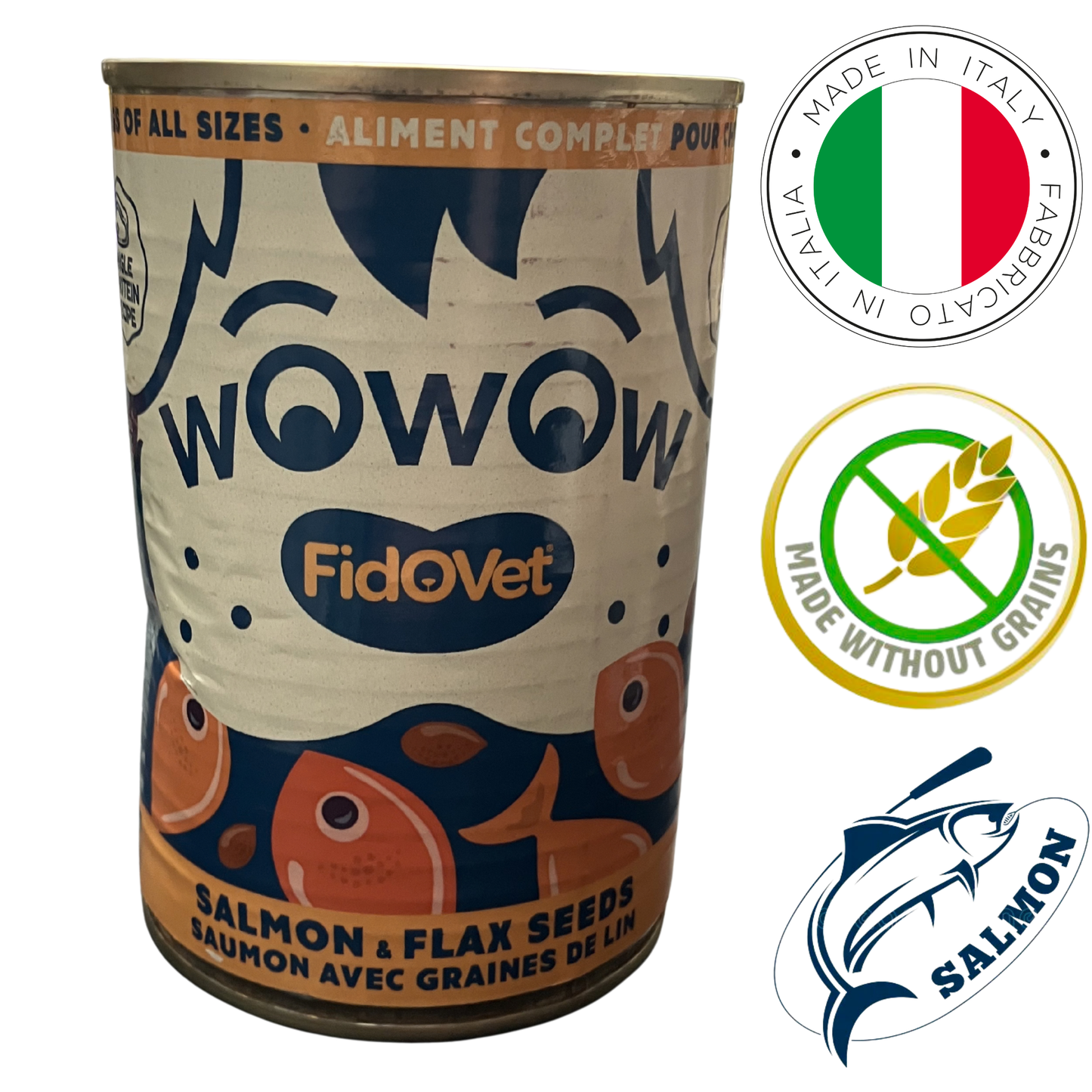 FidoVet - Wowow Salmon & Flax Seeds Canned Dog Food