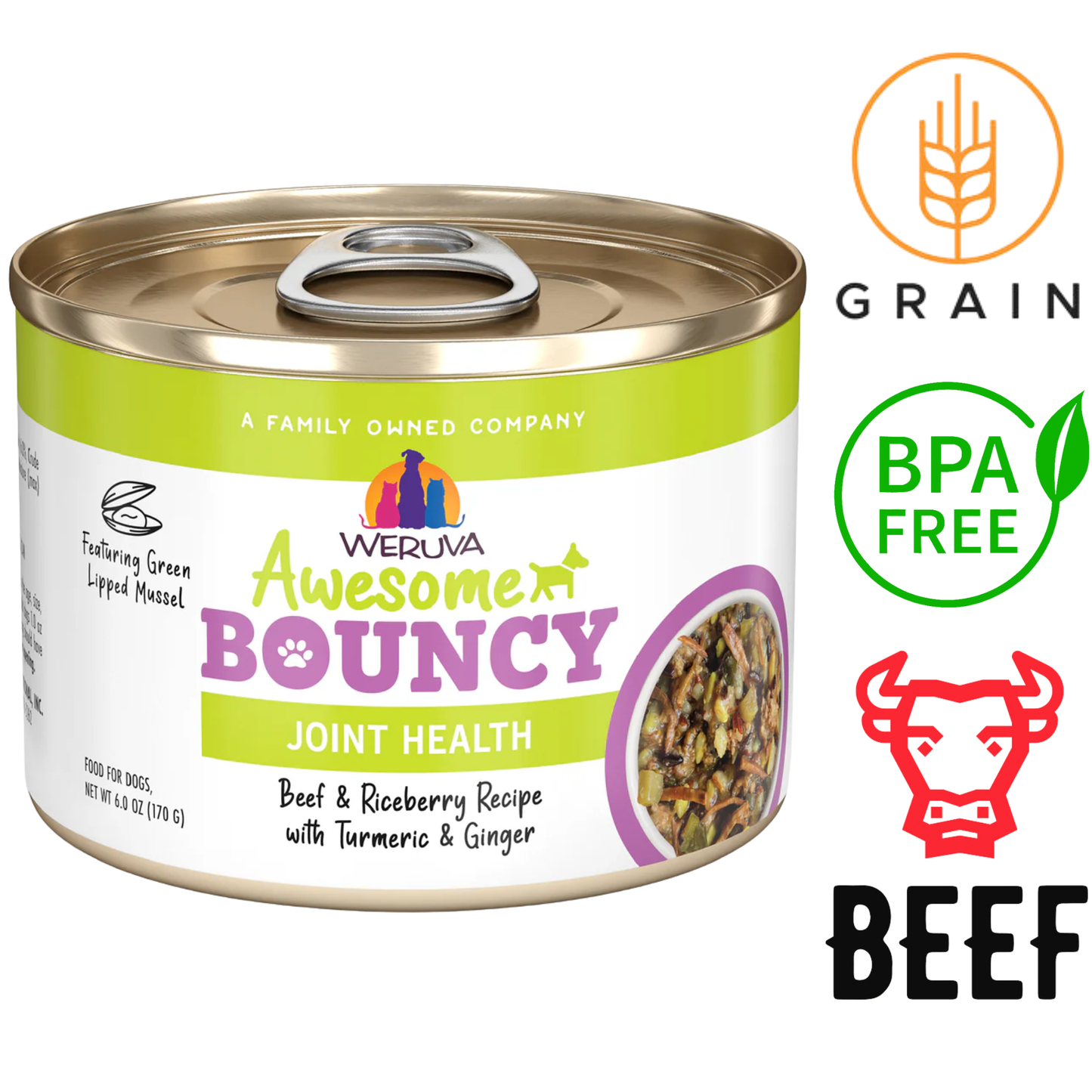 Weruva - Awesome Bouncy Joint Health Beef & Riceberry Canned Dog Food — main