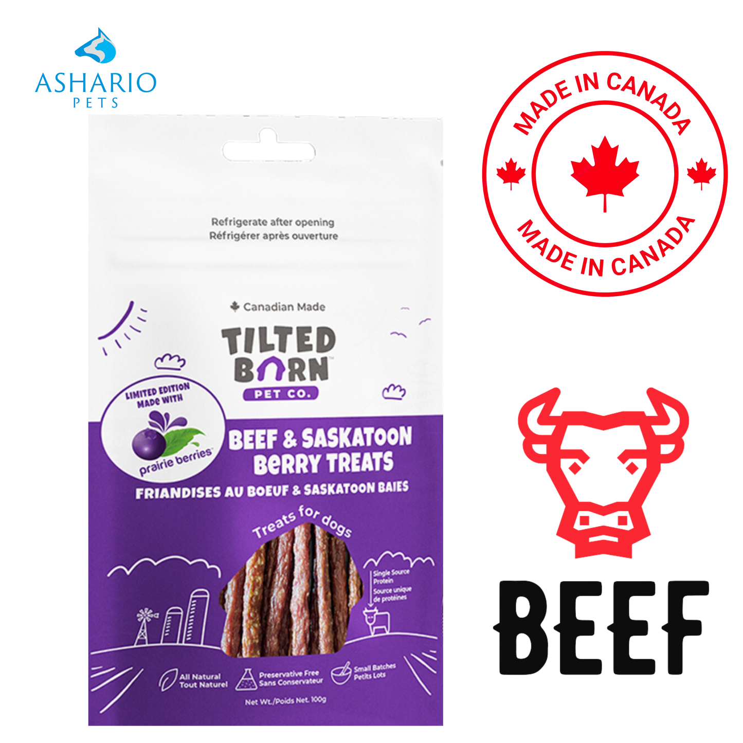 Tilted Barn - Canadian Beef & Saskatoon Berry Dog Treats