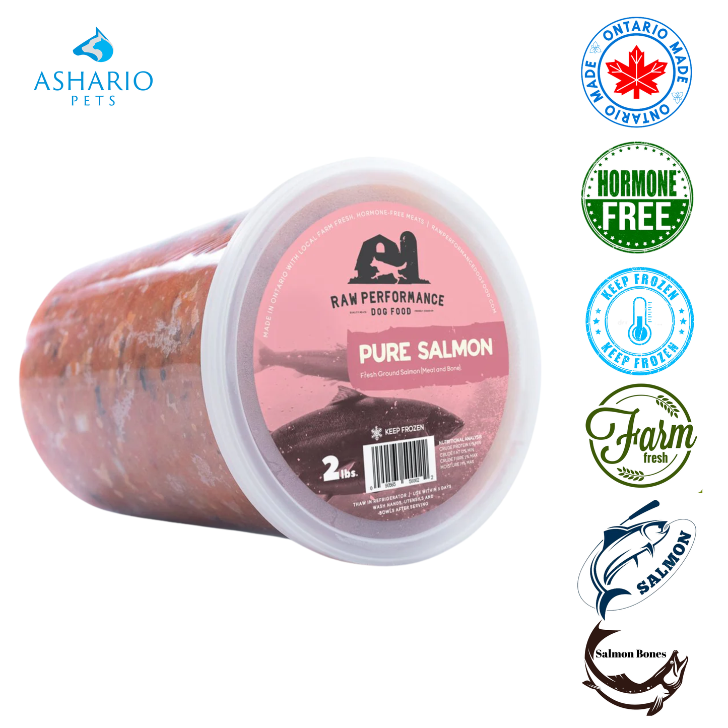 Raw Performance - Nourriture crue pour chiens au saumon pur - 1 lb, 2 lb, 4 lb
