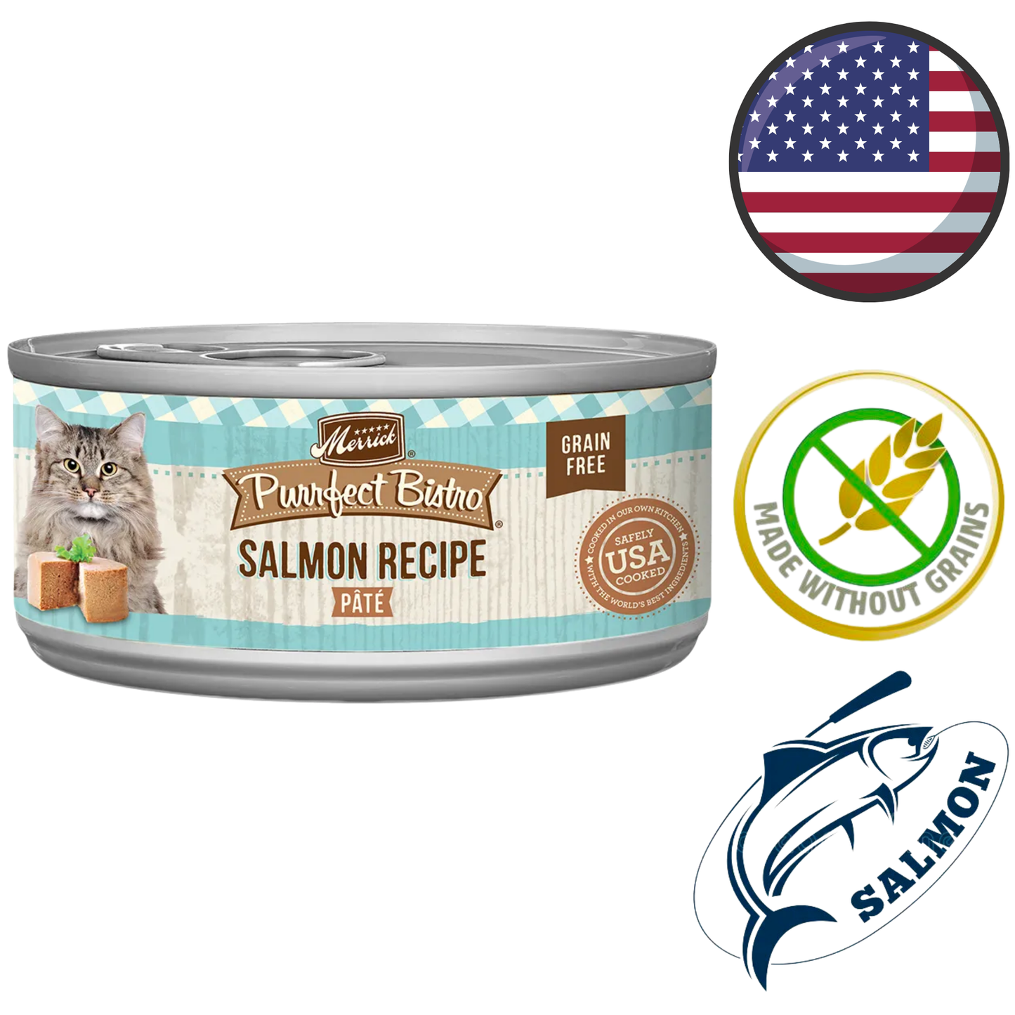 Merrick - Purrfect Bistro Grain Free Salmon Pate Canned Cat Food - 3 Oz