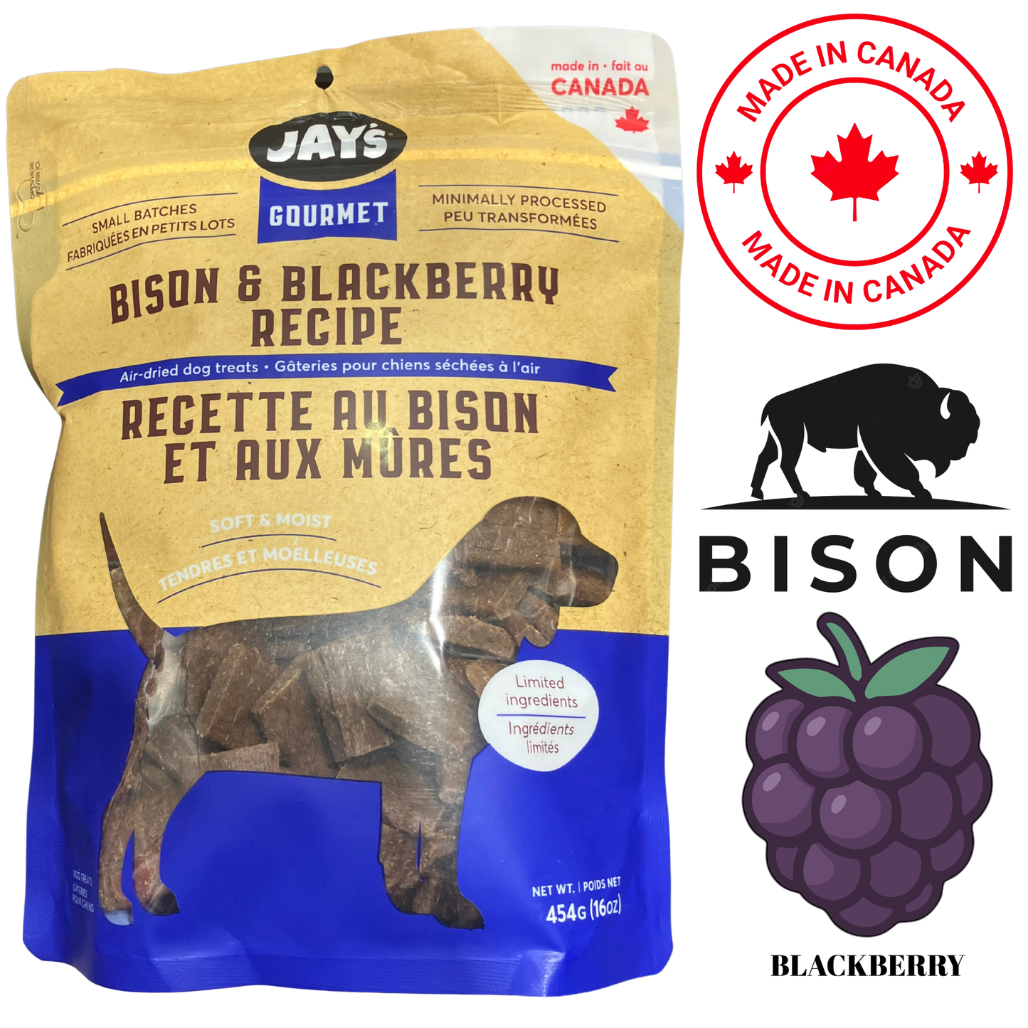 Jay's - Gourmet Bison & Blackberry Air Dried Dog Treats
