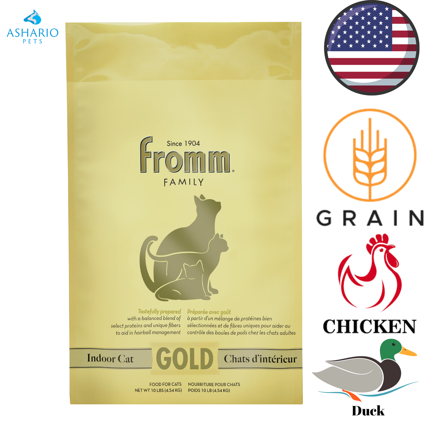 Fromm - Croquettes pour chats adultes Gold Indoor Hairball Control - 1,8 kg