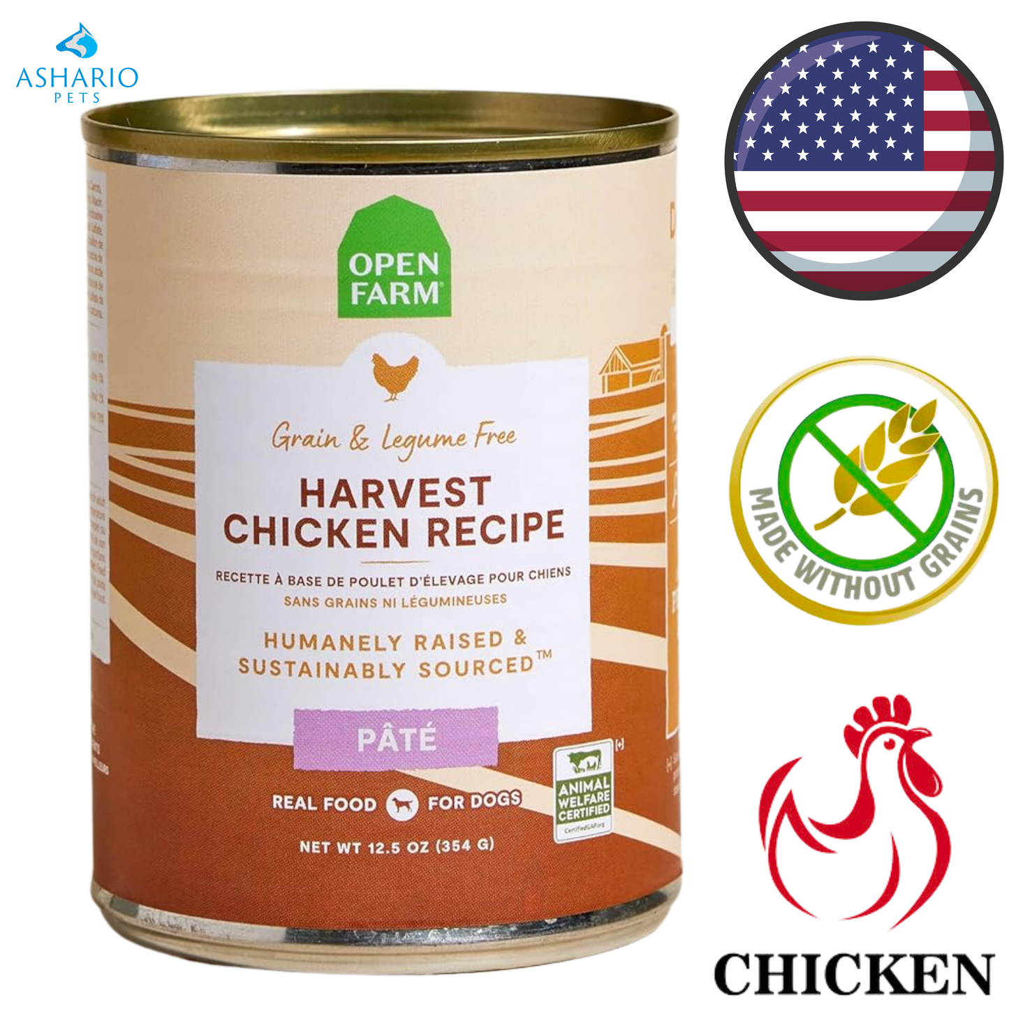Open Farm - Grain Free Harvest Chicken Pate Canned Dog Food