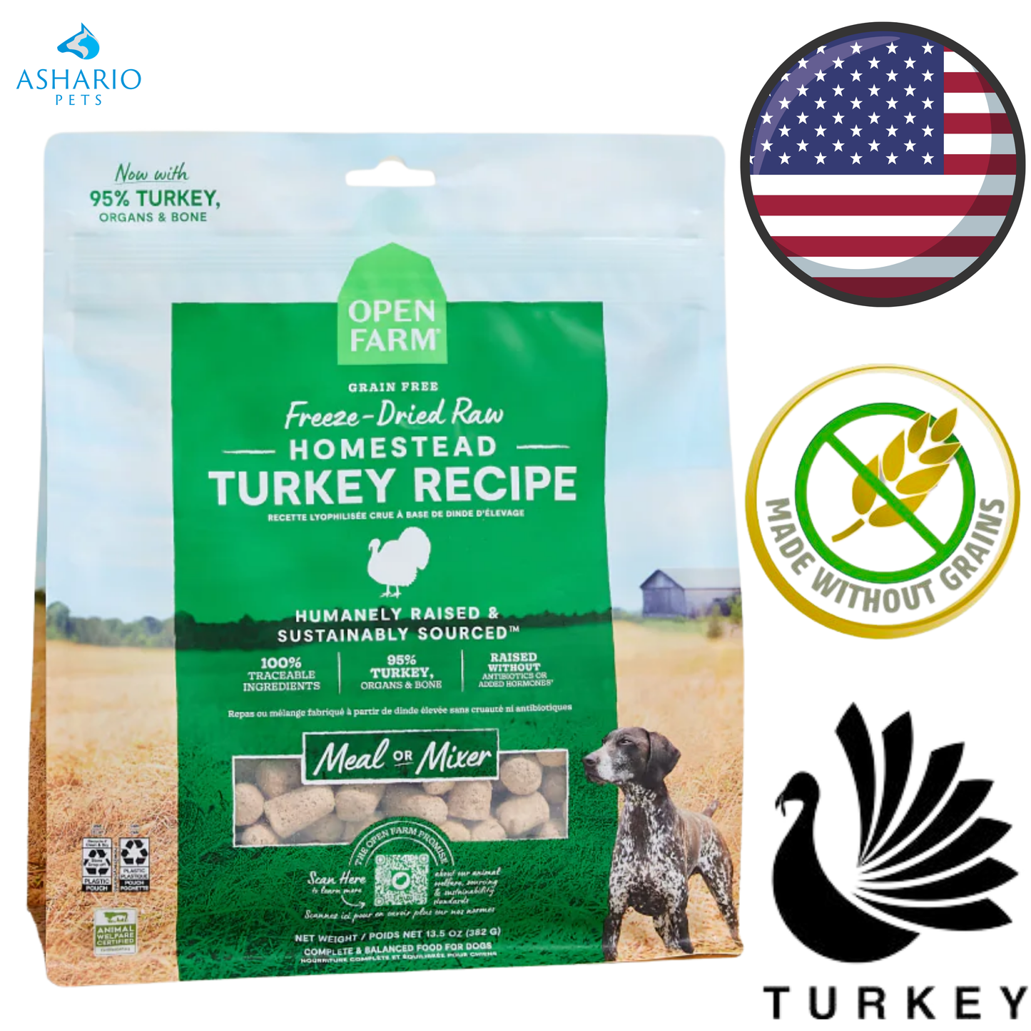 Open Farm - Grain Free Homestead Turkey Freeze Dried Dog Food