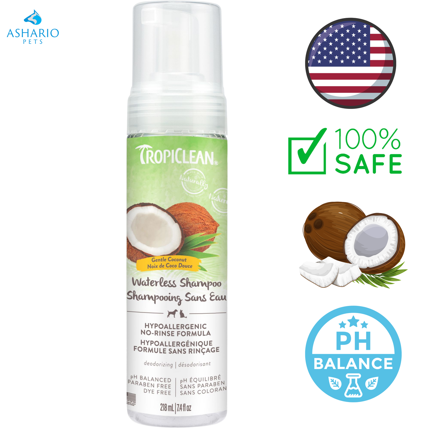 TropiClean - Hypoallergenic Waterless Pet Shampoo