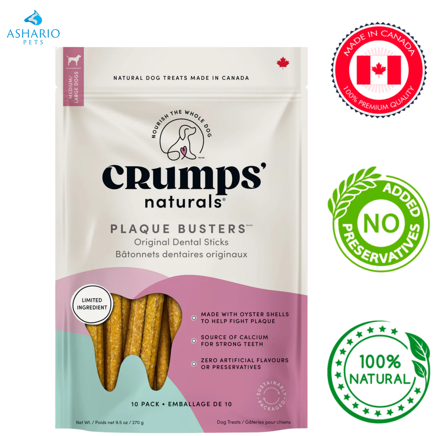 Crumps' Natural - Plaque Busters Original Dental Sticks Dog Treats — main