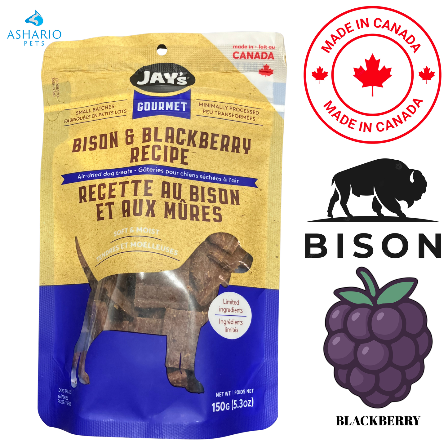 Jay's - Gourmet Bison & Blackberry Air Dried Dog Treats — main