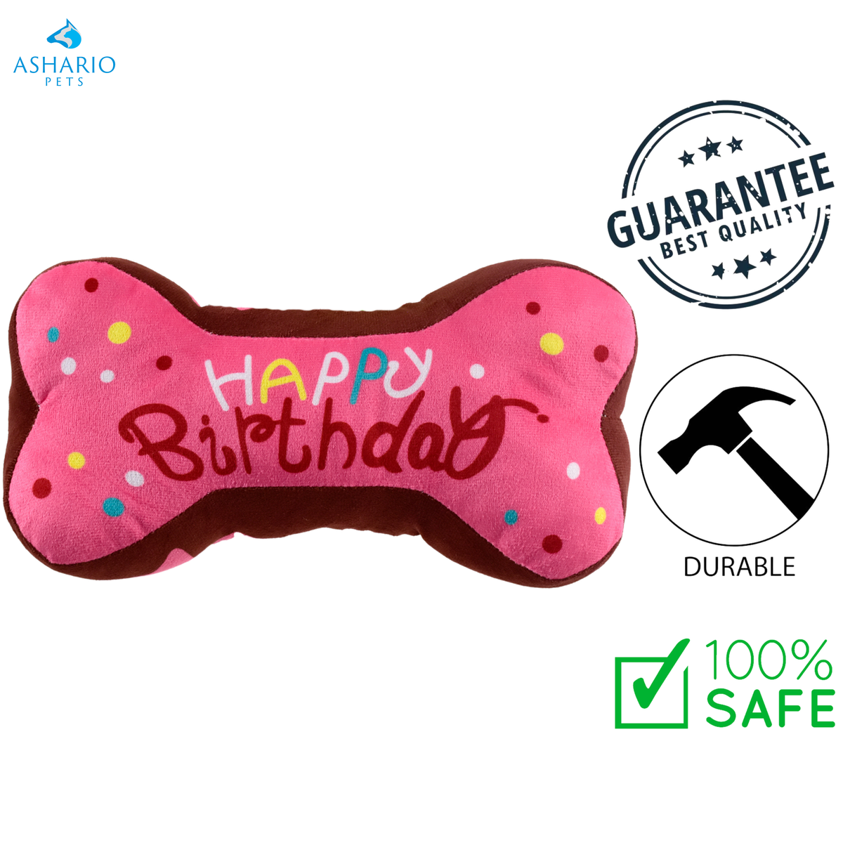 Riley & Rex - Squeaky Plush Happy Birthday Bone Dog Toy - 10.63 In — main