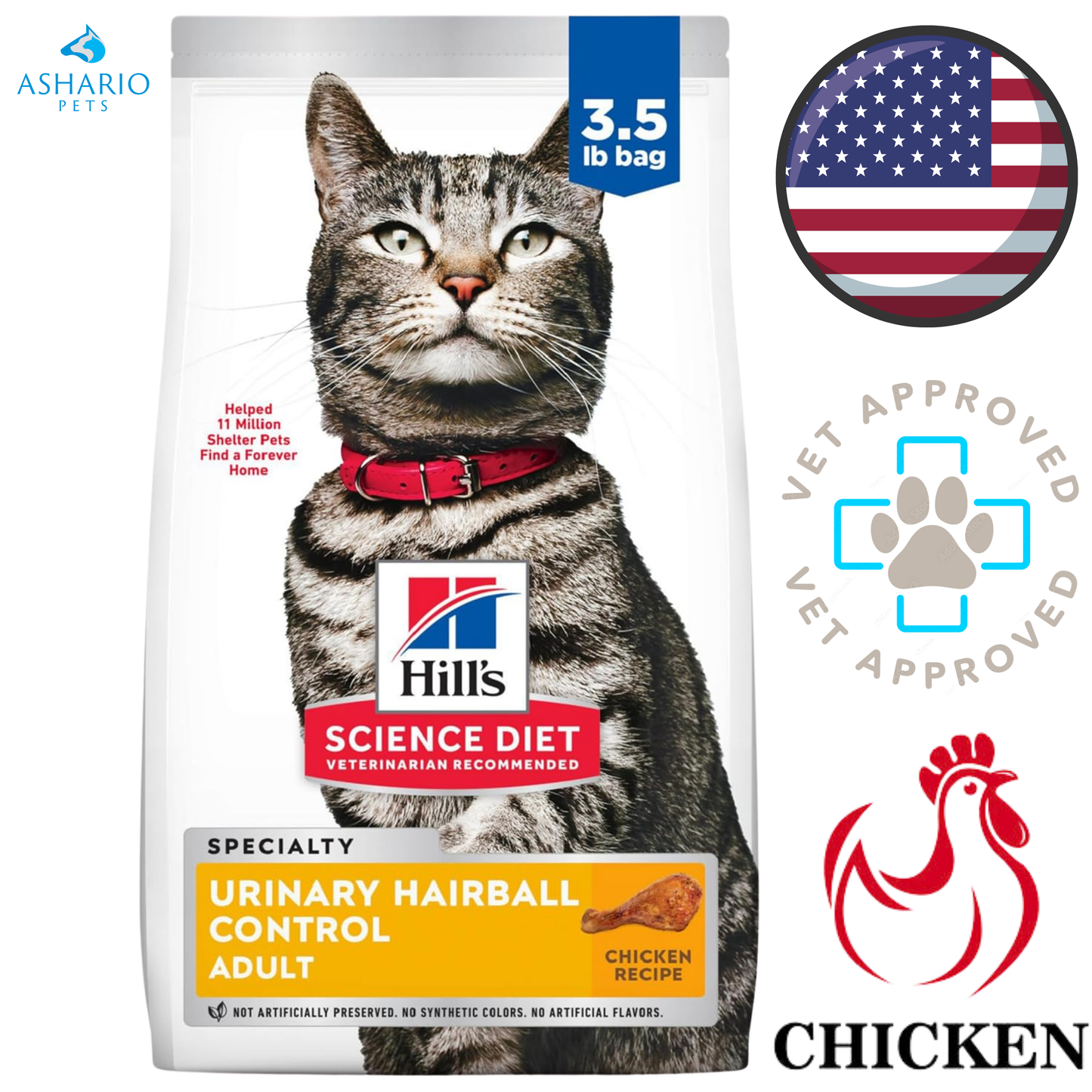 Hill's Science Diet - Urinary & Hairball Control Chicken Dry Cat Food