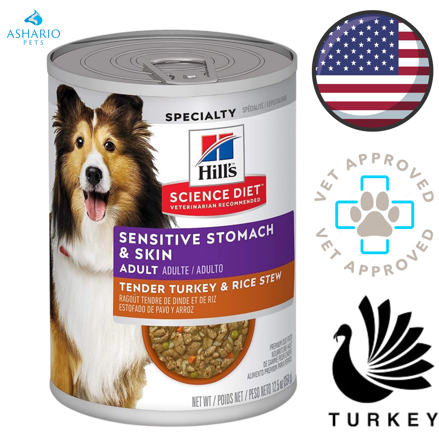 Hill's Science Diet - Sensitive Stomach & Skin Turkey & Rice Stew Canned Dog Food