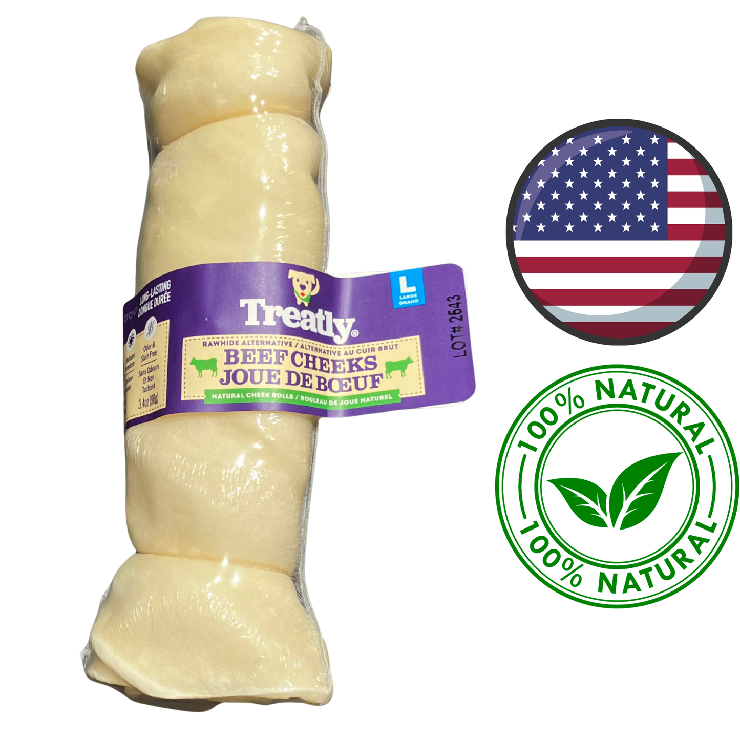 Treatly - Beef Cheeks Rolls Dog Treat